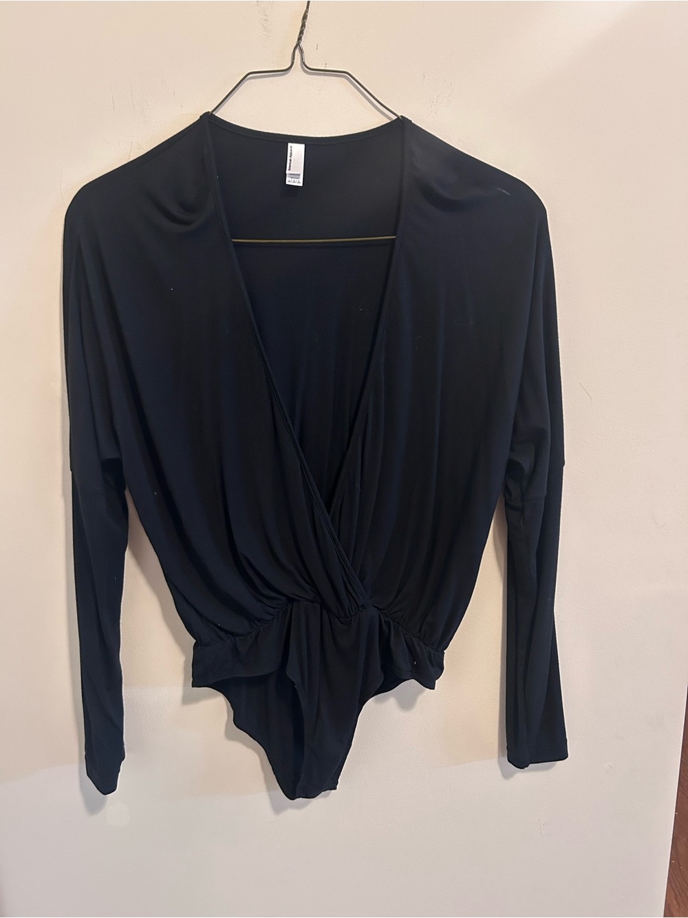 American Apparel‎ Black Long-Sleeve Wrap Bodysuit